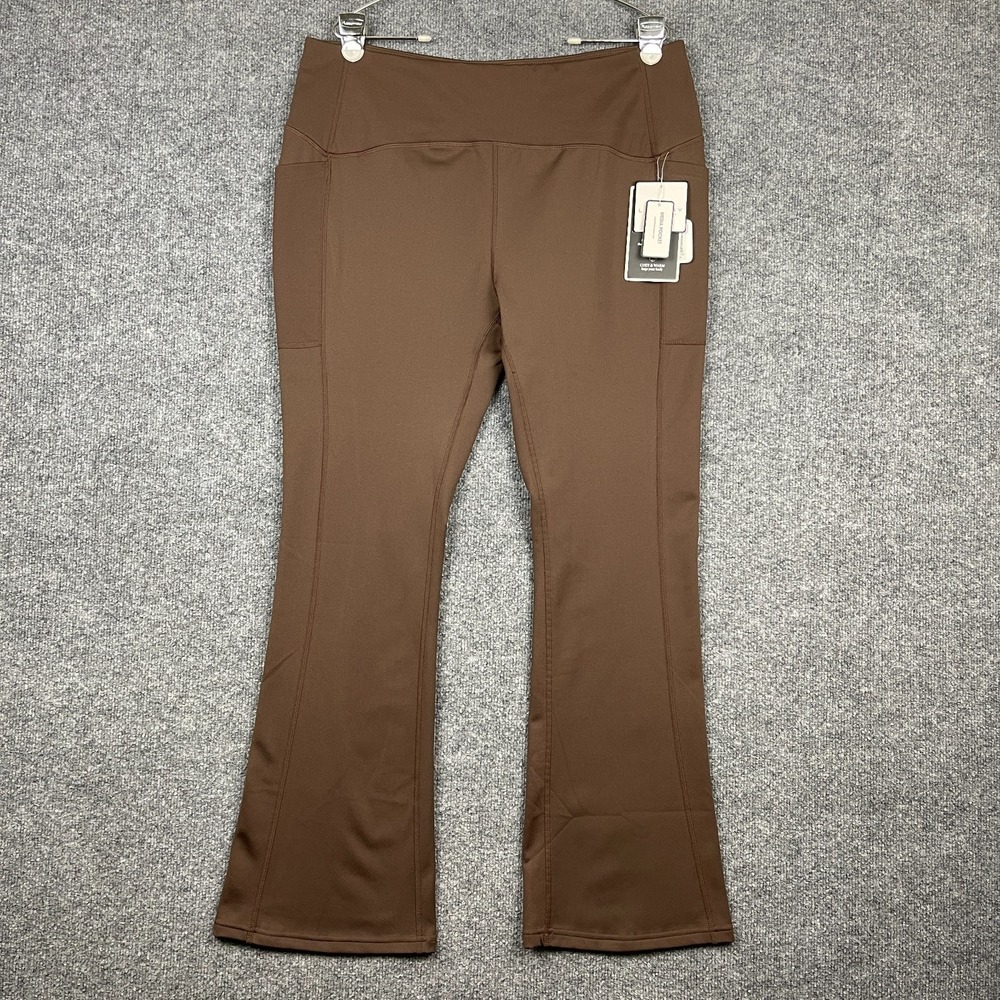 Laundry Shelli Segal Women's Flare Leggings 2X Brown Fleece Lined Athleisure NWT
